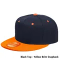 Snapback Pet Zwarte Bovenkant Gele Rand Hip Hop Baseball Cap Verstelbare Vlakke - M (56-58cm) / Zwarte Kroon Gele Rand (Enkel)