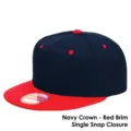 Klassieke contrasterende snapback-pet met marineblauwe kroon en rode platte rand in hip-hopstijl - M (56-58cm) / Marineblauwe Kroon Rode Rand (Enkel)