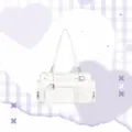 Bolso boston de hombro informal blanco con bolsillo delantero transparente para moda diaria - Sin Compartimento Secreto / Blanco