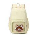 Mochila ita amarillo claro con ventana transparente, tierno peluche, gran bolso escolar para las chicas. - Con Colgante de Mapache / Amarillo