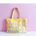 Bolso ita de lona amarilla con ventana transparente, bolso de hombro para pines y chapas. - Amarillo