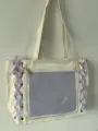 Bolso ita de estilo japonés gran capacidad cuero suave bolso de hombro con cintas moradas - Sin Correa Larga / Beige (Cinta Morada)