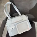 Light blue transparent ita bag, JK uniform style shoulder crossbody bag with clear display window. - Blue
