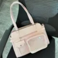 Pink PU leather ita bag with clear window, anime style shoulder crossbody bag for collectibles. - Pink
