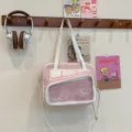 Bolso ita de felpa rosa Y2K lindo bolso de hombro de felpa con ventana transparente estilo manga - Rosa (Bolso Solo)