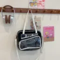 Bolso de hombro negro esponjoso Y2K con ventana transparente, lindo bolso estilo manga. - Negro (Bolso Solo)