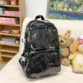 Mochila ita anime japonesa gran capacidad bolsa escolar con insignia transparente - Negro (Bolso Individual)