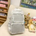 Mochila ita de anime japonés para estudiantes, gran bolsa de red transparente para pines. - Blanco (Bolso Individual)