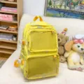 Yellow cute ita bag backpack with transparent mesh front pockets for comic con and daily use. - Yellow (Single Bag)