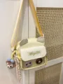 Joli sac bandoulière jaune en toile style japonais avec oreilles mignonnes et poche. - Jaune