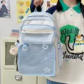 Cute Japanese ita backpack large capacity clear pocket school bag for students teens daily use. - Double Shoulder with Pendant / Blue