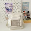 Japanese ins-style canvas ita bag with transparent window and multi pockets for students. - Single Shoulder Single Bag / White