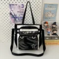 Japanese JK style canvas ita bag black white dual use backpack clear window cute school bag - Single Shoulder Single Bag / Black