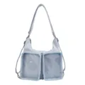 Light blue multi-use ita bag with clear front pockets for 20cm dolls and daily commuting. - Blue