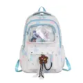 Mochila ita anime bonita gris claro azul claro escolar con ventana transparente estilo - Gris