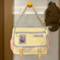 Bolso bandolera de lona lindo estilo japonés gran capacidad ita bag para mujeres - Sin colgante / Amarillo