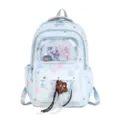 Mochila escolar azul bonita con ventana transparente y patrón de estrellas para niñas - Azul