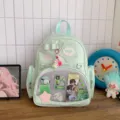 Sac a dos ita pastel style koreen grande capacite sac d'etudiant avec fenetre transparente - Vert