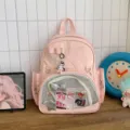 Sac à dos rose Ita grande capacité cartable pochette transparente style kawaii chic - Rose