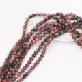 Natural stone loose beads for DIY jewelry making, beautiful pink mottled gemstone bead strands. - 6mm/Pack / Rhodonite