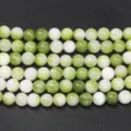 Natural stone loose beads green white round beads bracelet DIY semi-finished parts - 4mm/Pack / Muscat Green Persian Jade