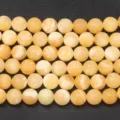 Perle sfuse rotonde in pietra gialla naturale per accessori di gioielli braccialetto - Giada Beige Naturale