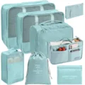 7-delige reistassen organizer set, opvouwbare packing cubes, waterdichte toilettas en schoenzak. - Meerblauw Cosmetische Tas Acht-Delige Set