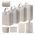Reis compressie packing cubes set 9 stuks bagage organizer voor kleding schoenen en toiletartikelen. - 9-Delige Set Beige