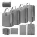 9 Stuks Reizen Inpak Kubussen Set Compressie Bagage Organizer Grijs Opslag Tassen - 9-Delige Set Grijs