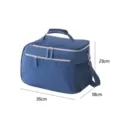Blue insulated lunch bag with shoulder strap, trapezoid waterproof picnic cooler bag. - Navy Blue