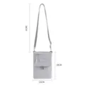 Grey crossbody shoulder bag travel passport holder multi-layer storage pouch with strap - Gray