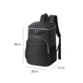 Black insulated backpack cooler bag multi-functional waterproof travel picnic lunch bag 38cm - Black