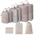 9-teiliges Reise-Packtaschen Set Kompression Koffer Organizer Taschen für Kleidung und Schuhe. - 9-Teiliges Set [Beige]