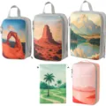 Scenic landscape print travel packing cubes set, lightweight compression bags for luggage. - Taoyuan Scenery