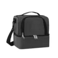 Dark gray double layer insulated lunch bag with shoulder strap for picnic and daily use. - Gray