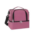 Pink double-layer insulated lunch bag with shoulder strap, stylish portable cooler bag. - Rose Red