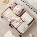 7-piece travel luggage organizer set with cute strawberry and animal prints for packing clothes. - Berry Bear
