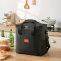 Zwarte geïsoleerde lunchtas draagbare koeltas bento-tas met handige schouderriem - Zwart