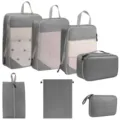 7-Piece Travel Packing Cubes Set Gray Mesh Luggage Organizers Bags for Clothes and Shoes - Gray