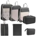 Travel packing cubes compression set 7-piece luggage organizers for clothes shoes and toiletries. - Black