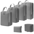 Grijs reizen tassen set compressie organizer tassen voor bagage koffers en opbergen - 4-Delige Set + Toilettas + Digitale Tas 6-Delige Set Grijs