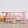 Travel cosmetic bottle set 11pcs clear toiletry bag portable refillable spray containers - Pink