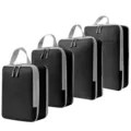 Set van 4 zwarte compressie inpakblokken reiskoffer organizers met ritssluiting en handvat. - Compressie 4-delige set [Zwart]