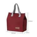 Thickened portable insulated lunch bag with gray handles and brand patch, size 22.5x13x25.5cm. - Burgundy
