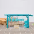 Travel toiletry bottle set 11 pieces clear cosmetic container pump and spray bottles - Blue