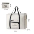 Large capacity foldable travel duffel bag with storage pouch, lightweight durable fabric, beige. - Beige