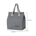 Thickened portable insulated lunch bag, gray fabric bento box cooler handbag for students. - Gray