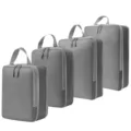 Set van 4 grijze reistas-organizers met compressieritsen en handvat voor kofferbagage. - Compressie 4-Delige Set Grijs
