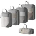 Reise Packtaschen Set Kompression Organizer Beutel für Kleidung Koffer Reisekoffer Zubehör - Kompression Netz 5-Teiliges Set / Grau