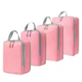 Roze reizen compressie verpakkingsblokken set, draagbare tassen voor kofferorganisatie. - Compressie 4-Delige Set Roze